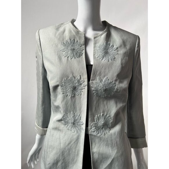 Sigrid Olsen Womens Overcoat Gray Button Long Sleeve Embellished Pockets Lined 4 - Picture 6 of 12